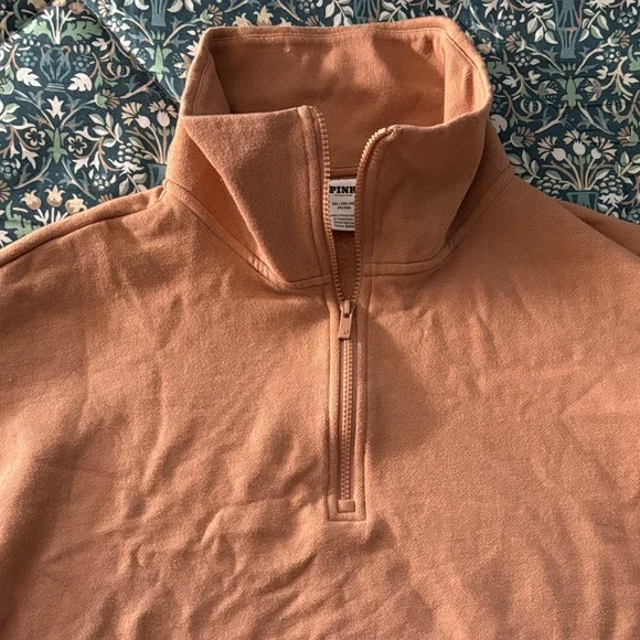 PINK Victoria's Secret Beige/Tan half zip up sweatshirt (worn once) size XXL - Picture 6 of 7